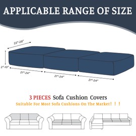 BT.WA Sectional Couch Covers for Sofa Cushion L Shaped Couch Cover Washable Soft Couch Cushion Covers Stretch Sofa Slipcovers(3-Piece for Sofa Seat or Backrest, Navy)