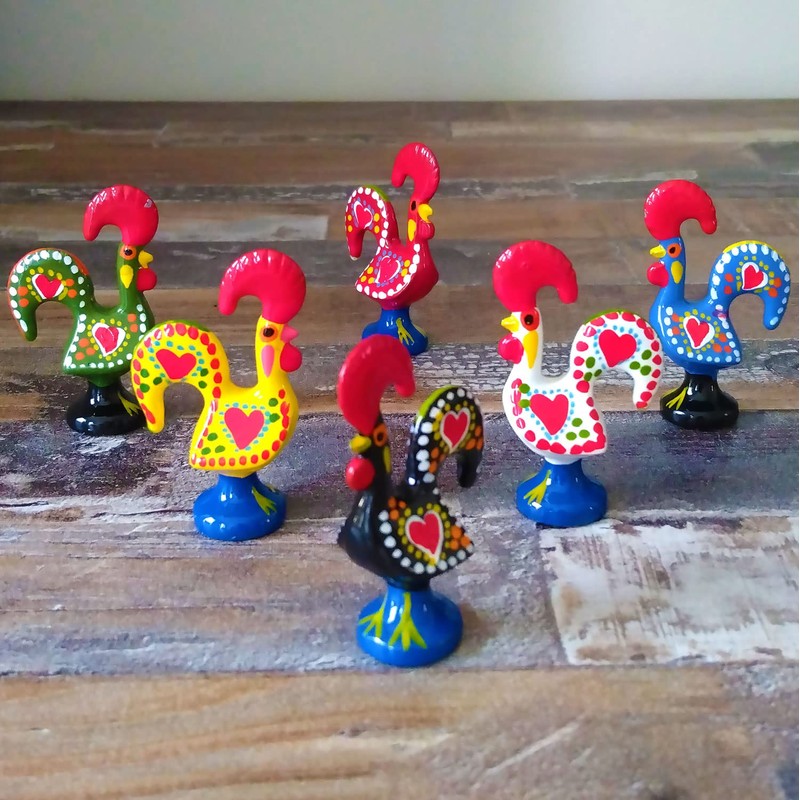 2 Inch Good Luck Portuguese Rooster Barcelos Metallic Figurine for