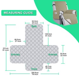 aolceth Armchair Protector for TV Chair, 100% Waterproof Chair Cover for Recliner Chair, Non-Slip Anti-Fouling 1 Seater Chair Protector with Pockets, Furniture Protection, 91 x 79 inches