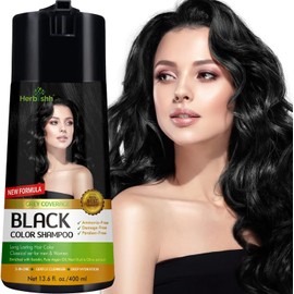 Herbishh Champú de color para cabello - Champú y acondicionador para teñir el cabello - Larga duración, cobertura completa de canas y bricolaje