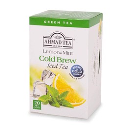 Ahmad Tea Cold Brew Lemon & Mint Green Iced Tea, 20 Foil Teabags (Pack Of 6)