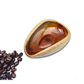 LamChyar Coffee Bean Dosing Cup, Ceramic Dosing Dish for Coffee Beans, Coffee Been Dosing Tray, Coffee Bar Accessories and Coffee Enthusiast Gift(Brown)