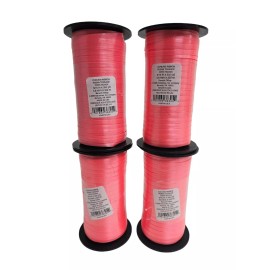 Berwick Curling Ribbon Crimped Set Of 4 Berwick Spools Salmon Hot Pink 3/16 in x 350 New