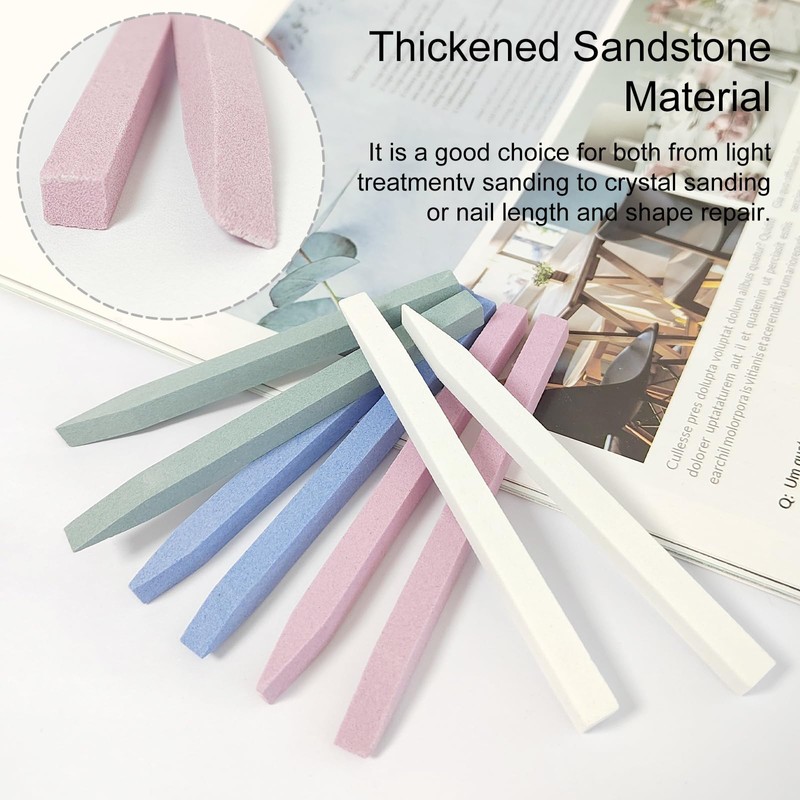 Jaasuee 8 Pieces Stone Nail File and Pumice Stone Stick