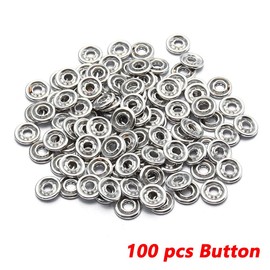 Snap Poppers Fasteners Prong Ring Press Studs Buttons with Fixing Plier for Clothes Sewing, Bibs, Rain Coat Crafting (100x Silver Button)