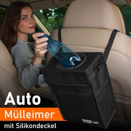 Upgrade4cars Car Bin with Lid and Bin Liners, 2 Litre Car Waste Bin, Hanging for Footwell, Headrest, Centre Console & Back Seat, Waste Bin, Foldable Car Gadget Made of Oxford