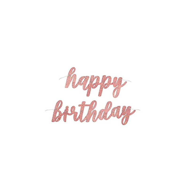 Rose Gold Glitz Happy Birthday Script Prismatic Foil Jointed Banner