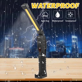 LIAISIMI LED Work Light, Workshop Lamp, 180° Foldable Work Light with Magnet & Hook & Clamp, 3 Sided 7 Light Modes, for Workshop, Car, Repair, Camping (Black-1 Pack)