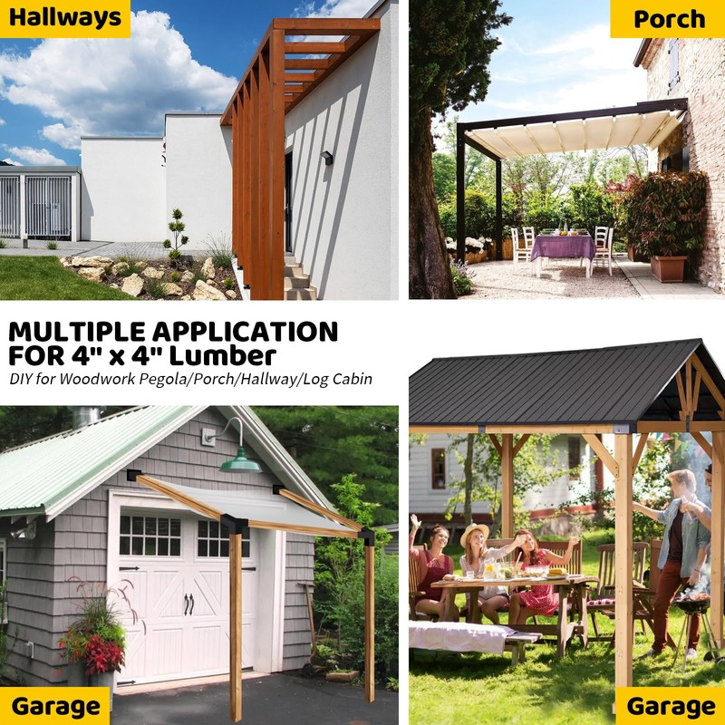 DEVALLEY 15° Angled Pegola Roof Bracket kit,4-Way Slanted Post Contector