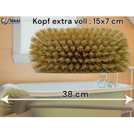 MAAJ Bath Brush 40 cm Hard Fibre Bristles Vegan Plastic Free Made in Germany
