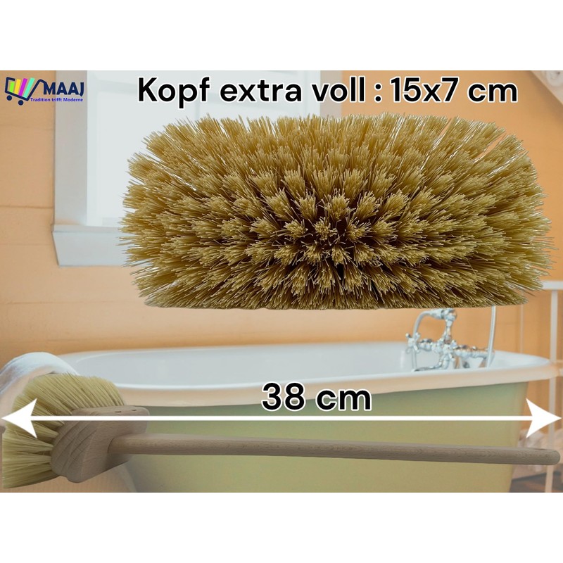 MAAJ Bath Brush 40 cm Hard Fibre Bristles Vegan Plastic
