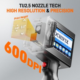 GOCHIFIX Handheld Inkjet Printer with 4.3'' Touch Screen Portable Handheld Printer Printing Height 0.08-0.5 Inch Inkjet Coding Machine for Text QRCode Barcode Image Date (Support 27 Languages)