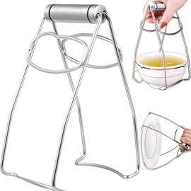 Dawn House Folding Hot Dish Plate Clip Plate 304 Stainless Steel Bowl Clip hot plate gripper clips holder Bowls Clamp Holder Tong for Kitchen Home Restaurant Cooking