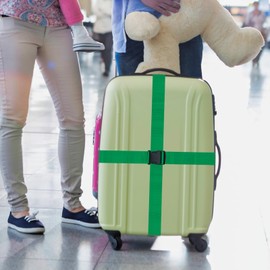 SUNDEE Luggage Straps Suitcase Belts Wide Adjustable Packing Straps, Bright Color Adjustable Luggage Belts, TSA Approved,4 Packs,Grass Green