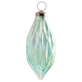 Karma, Christmas Hanging Ornament, Faceted Teardrop Ornament 5.25" Iridescent Green, Holiday Decoration, Christmas Tree Ornament