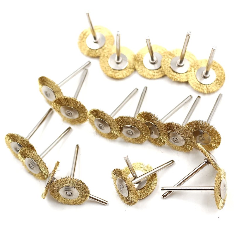 20pcs Dia 25mm Rotary Tool Brass Wheel Wire Brush Set