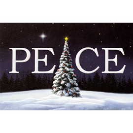 Pumpernickel Press Embossed Christmas Bible Scripture Greeting Cards Boxed Set – Tree of Peace, 16 Count