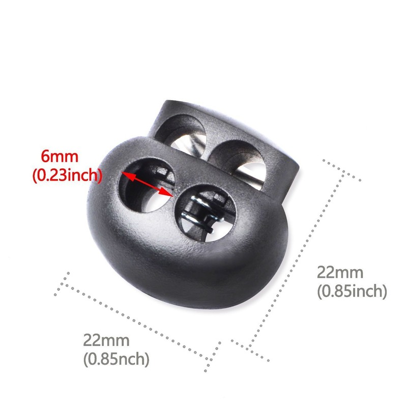 DYZD Spring Cord Stopper, 2 Holes, For 2 Strings, Round