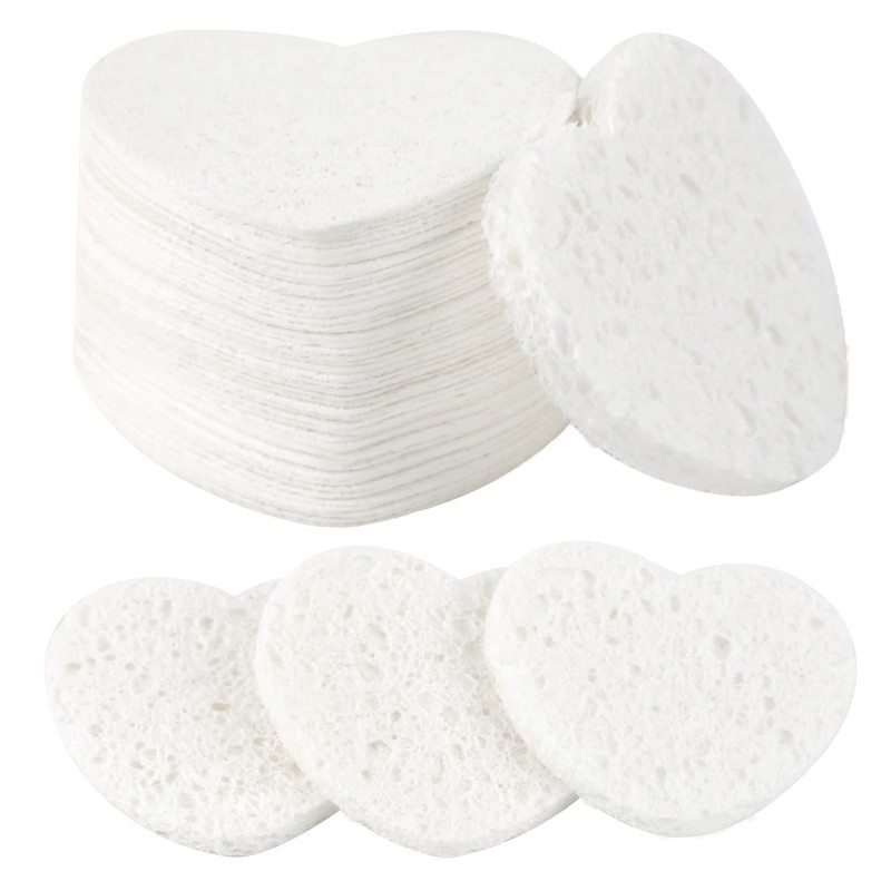 50 esponjas faciales comprimidas, 100% natural de celulosa esponjas profesionales