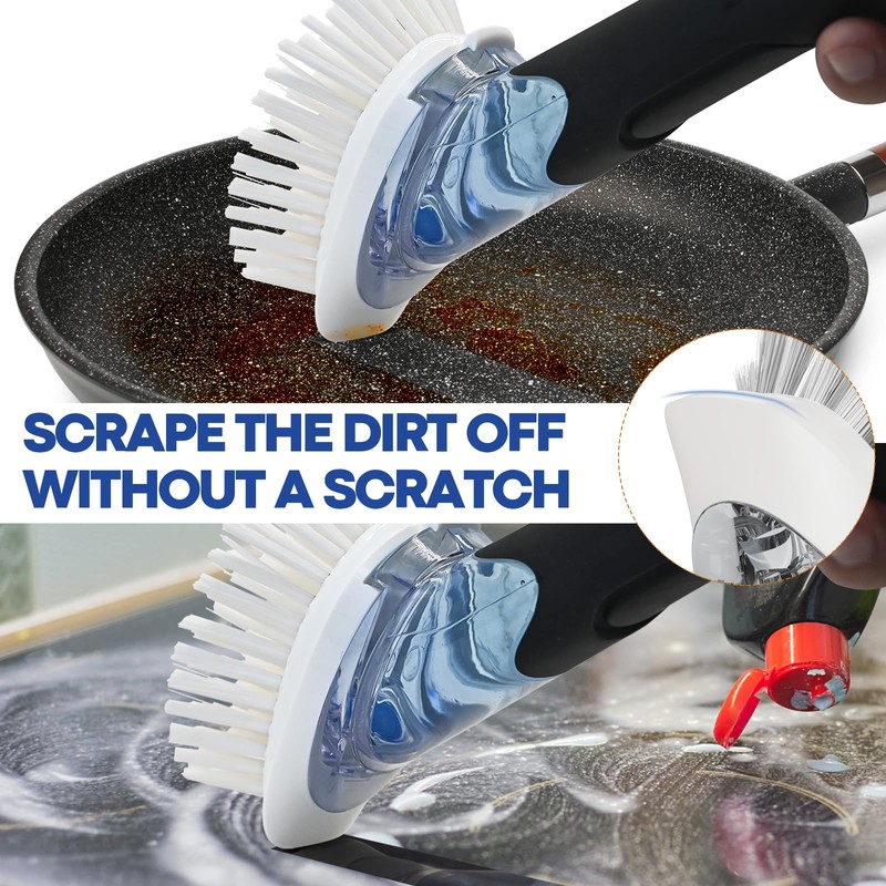 RIMAY Soap Dispensing Dish Brush, Dish Scrubber with Soap Dispenser,