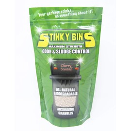 Stinky Bins Garbage Odor Eliminator – Cherry Scented Absorbing Granules for Trash Bins, Dumpsters, Garbage Cans, and Outdoor Waste – All-Natural Sludge Control and Deodorizer – 24 oz Bag
