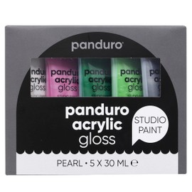 Panduro Acrylic Gloss Pearl Paint Set of 5 Tubes 30 ml Each - Water-Based and Vegan, Colourful Acrylic Paints for Canvas, Paper, Wood, Fabric