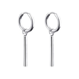 2 Pieces Statement Earrings for Men Women Punk Jewellery Plated Stainless Steel Hypoallergenic for Sensitive Ears Silver, Plastic