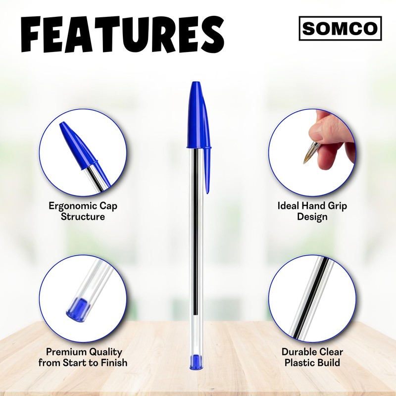 SOMCO - Pack of 5 Black & 5 Blue Biro