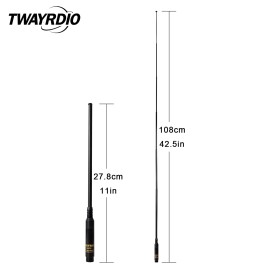 TWAYRDIO Dual Band VHF UHF Ham Radio Telescopic Antenna SMA Male 42 inch Retr...