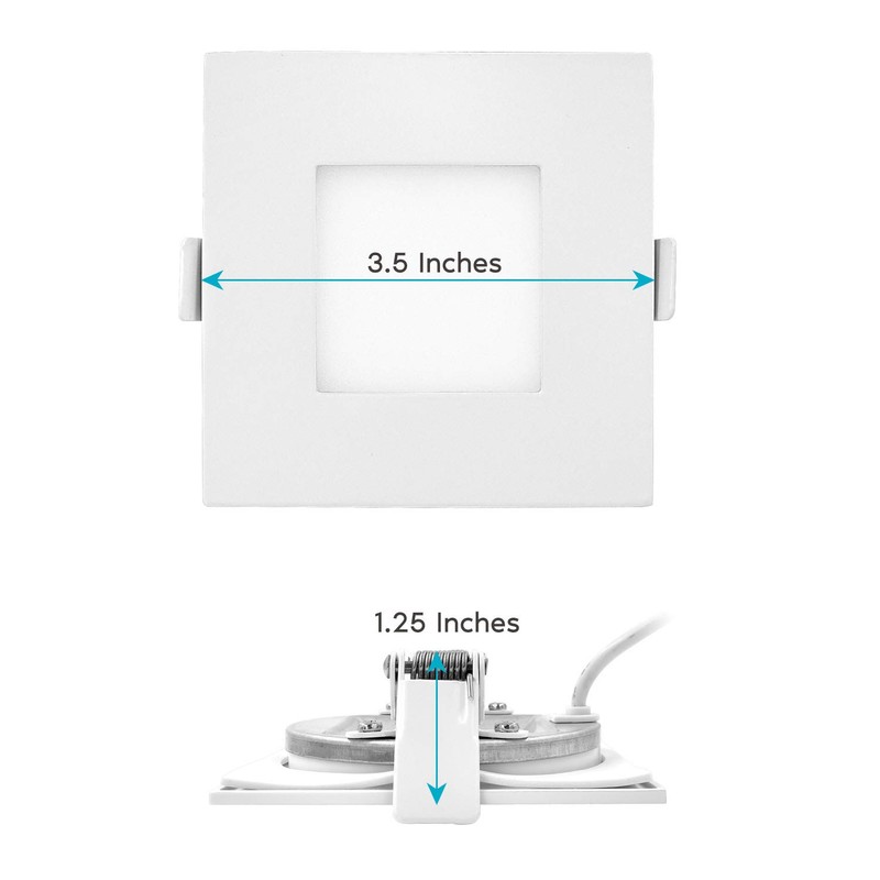 LUXRITE 3 Inch Square Ultra Thin LED Recessed Light with