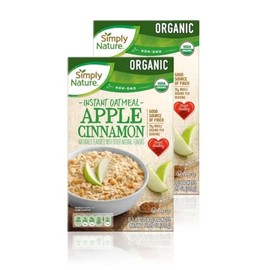 Simply Nature Organic Instant Oatmeal Packets (2 Boxes, Apple Cinnamon)