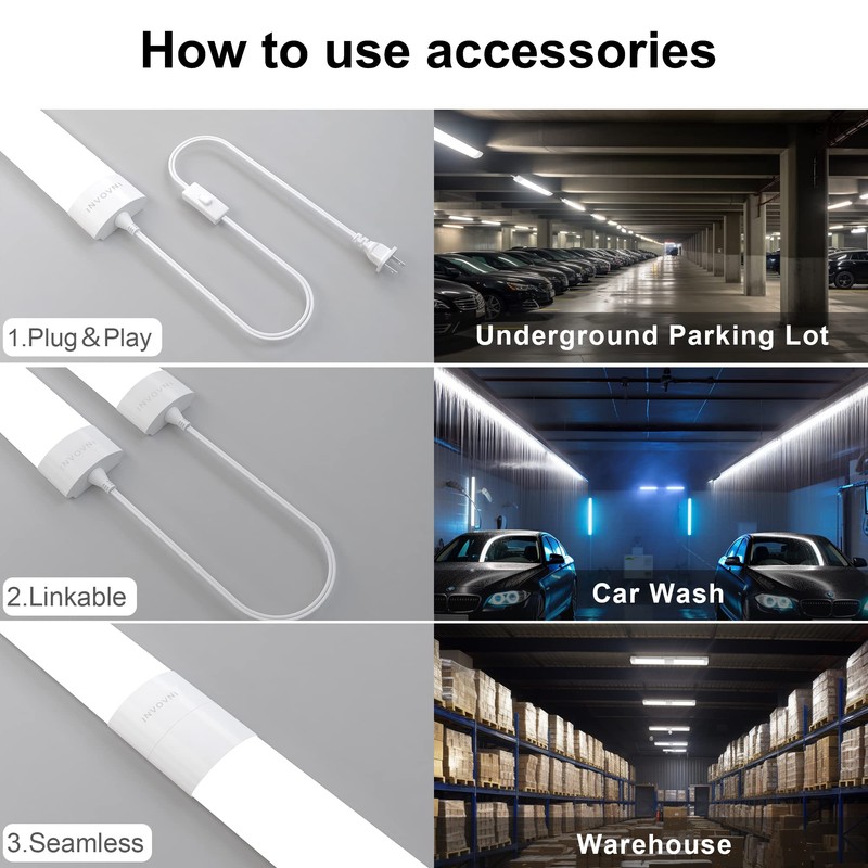 INVOVNI Plug in Light Bar with Switch, 2FT 18W 5000K