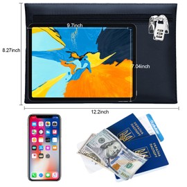 Smunijon Lockable bank bag large 12.2x8.2 Inches money bags with lock locking bank deposit bags with Dual zipper safe Lockable money bag with bag Cash Bag (2, blue, Medium)