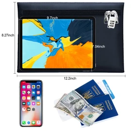 Smunijon Lockable bank bag large 12.2x8.2 Inches money bags with lock locking bank deposit bags with Dual zipper safe Lockable money bag with bag Cash Bag (2, blue, Medium)