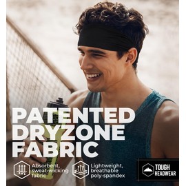 Tough Headwear Men's Headband - Running Sweatband for Sports - Athletic Sweatbands for Workout/Training, Tennis & Football - Ultimate Performance Stretch & Moisture Transport - frost