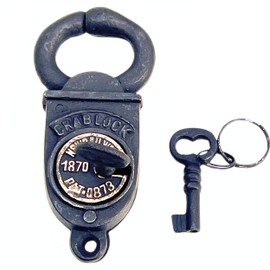 Antique Style Iron Crab Look Padlock with Keys – Vintage Black Engraving Lock for Old Trunks, Rustic Home & Office Decor Unique Antique Look Lock for Collectors & Decor Enthusiasts
