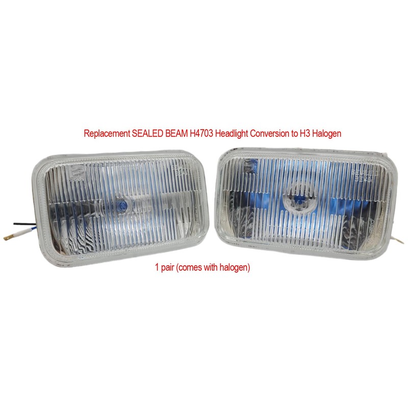 Pair of SMD Replacement SEALED BEAM H4703 Headlight Conversion to