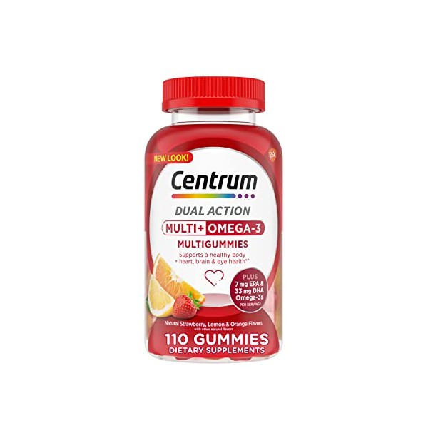 Centrum Centrum MultiGummies Multi+ Omega 3 Dual Action, Adult Multivitamin,