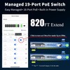 19-Port Ethernet PoE Switch, 16 PoE+ Ports @240W, 2 Uplink