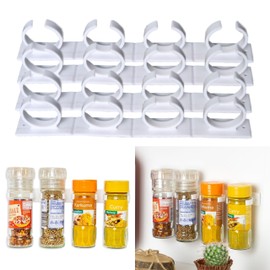 Your Day Mate, Stick On Spice Rack, 16 Jars Rack, Installation on Kitchen Cabinets & Wall Tiles, For Spice Shakers, 3.3 - 4.5 cm Diameter & 150 g, 4 x 4 Strips