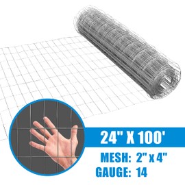 Fencer Wire 14 Gauge Galvanized Welded Wire Fence, 2" x 4" Mesh Opening for Vegetables, Garden Fruits & Animals Enclosure