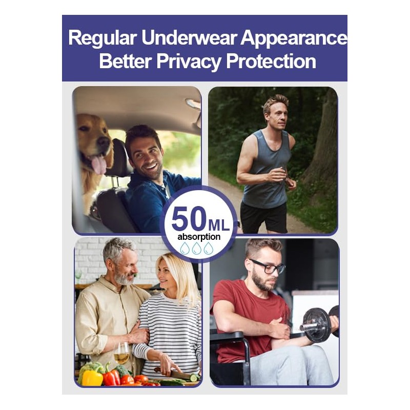 BATTEWA Oeko-TEX Certified Incontinence Underwear for Men Breathable Leak Proof