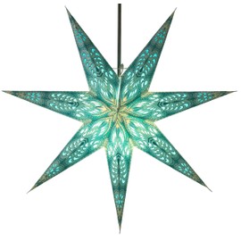 Guru-Shop Foldable Advent Light Paper Star, Christmas Star, Mercury Red, Window Decoration, 5 Points