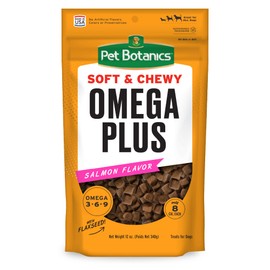 Pet Botanics 12 oz. Pouch Omega Plus, Soft & Chewy, Salmon Flavor, with 500 Treats Per Bag, The Choice of Top Trainers