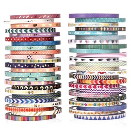 PBM 48 Rolls Masking Tape Bulk Masking Tape Masking Tape 3mm 3mm Thin Thin Wrapping Gift Decoration Design Decoration Colorful Glitter Christmas