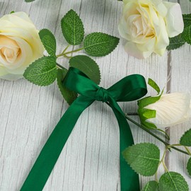 Loomjoyz Double Face Forest Green Satin Ribbon 1 inch 100 yard Satin Ribbon Craft Fabric Ribbon for Gift Wrapping Bouquet Wedding Party Decorations