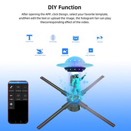 3D Hologram Fan,46CM HD LED Hologram Fan WIFI Projector with 700 Library Video,Animated Holographic Projector Display for Stores, Shops, Christmas Tree(18.1"(APP+WIFI+Bluetooth+Remote))