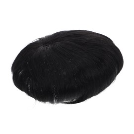 Baluue Real Human Hair Toupee for Male Natural Texture Wig Bald Spot Concealer Breathable Design Hair Topper for Men