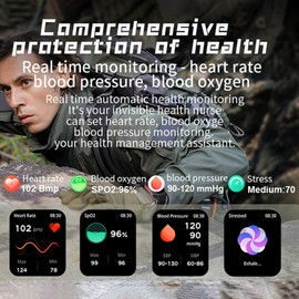 Waterproof Smart Watch Heart Rate Monitor Fitness Tracker  Activity Tracker Smart Sport Watches Long Standby Time Multifunctional Health Monitoring Smart Reminder Outdoor Assistance