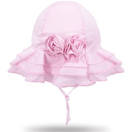 Dream Bridge Baby Children's Sun Hat Girls Peaked Cap Kids Hats Flapper UV Protection Caps Protection Hat Foldable Wide Brim Bucket Hat Soft Cotton Beach Hats 0-6 Years, Pink Flowers